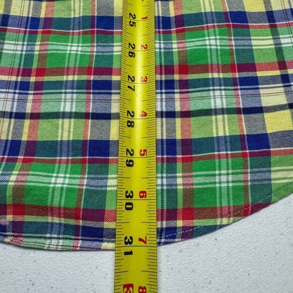 Vintage Tommy Hilfiger Shirt Mens Medium Green Plaid Crest 90s Y2K Camp Casual - Picture 12 of 13